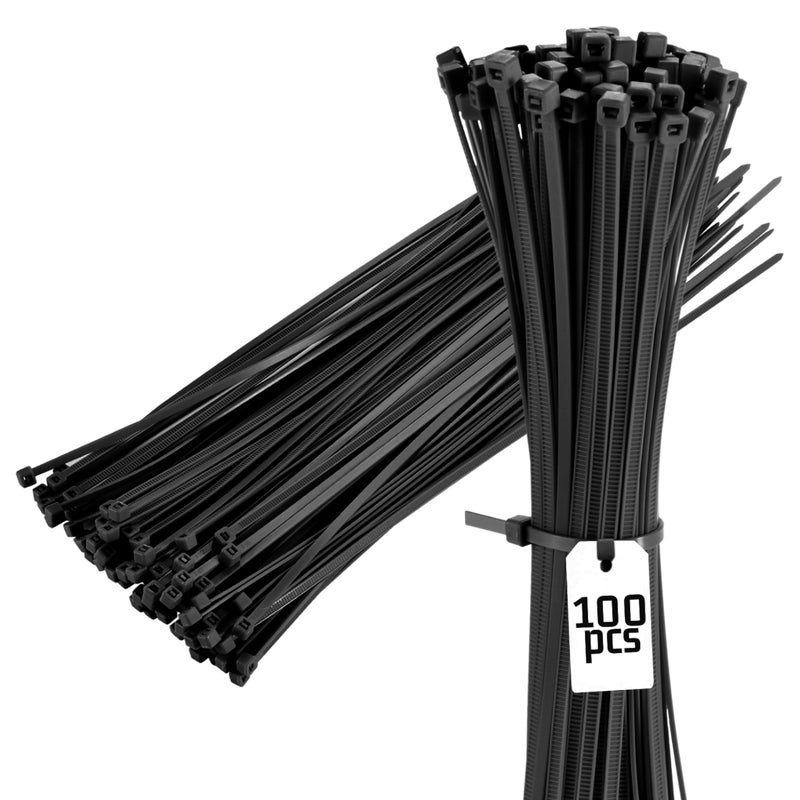 Bolt Dropper رباطات كابل سوداء بطول 15 بوصة (عبوة 100)، قوة شد 120 رطل - ثقيلة التحمل، قفل ذاتي من النايلون الممتاز لربط الكابلات للاستخدام الداخلي والخارجي من بولت دروبر (أسود) - Image 1